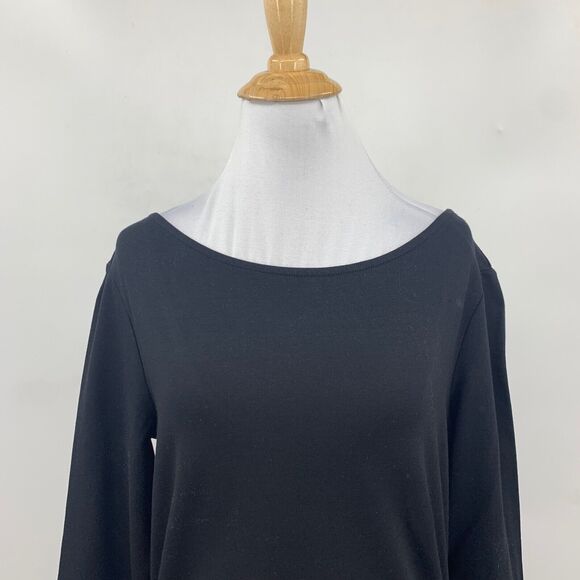 LTS Basics Shirt Womens S Small Black Cotton Stretch Scoop Back Long Sleeve Tee - Picture 3 of 12